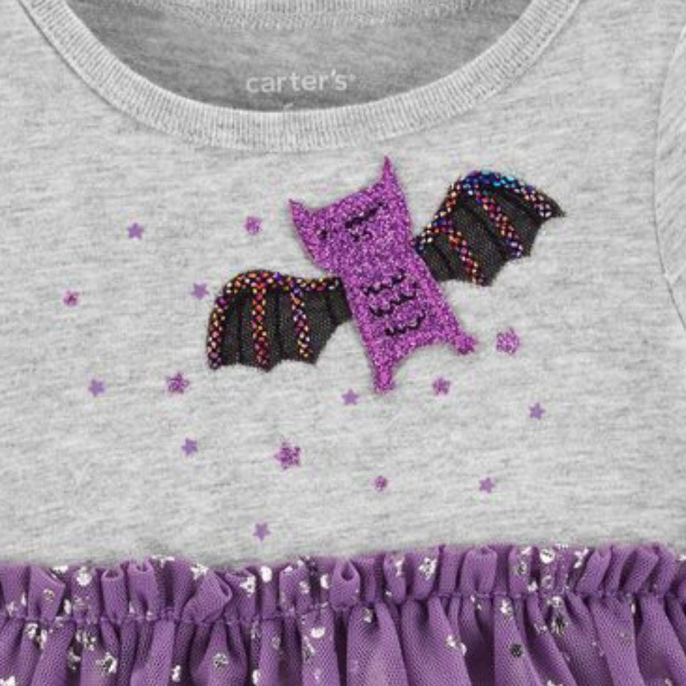 NEW Carter's Baby Dress Set Bat Star Sparkle Print Tulle Denim Legging Bottoms - Picture 3 of 9